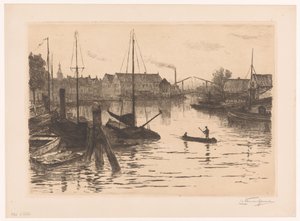 夜のドルドレヒトのリーダイクスハーフェン Dordrecht, Riedijkshaven, le soir (原題) 作： Carel Nicolaas Storm van 