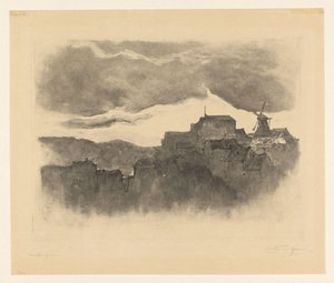 丘の上に製粉所のある町 作： Carel Nicolaas Storm van 