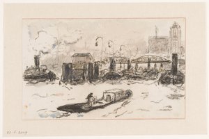 ハンブルク港の眺め 作： Carel Nicolaas Storm van 