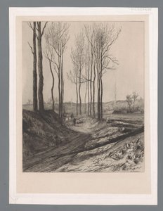 ビルボールデ近くの沈んだ道で群れを連れた羊飼い 作： Carel Nicolaas Storm van 