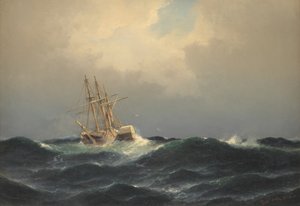 大西洋の嵐の中の蒸気船 作： Carl Bille