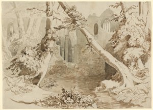 森の中の廃墟の教会 作： Carl Blechen
