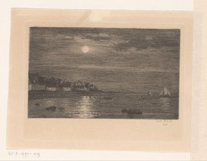 月明かりに照らされた水上の村 作： Carl Bloch