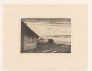 水上の田舎道の家 作： Carl Bloch