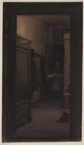 女の子がトレイをホールに運ぶ 作： Carl Bloch