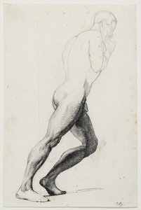 博物館の絵「ペリシテ人のサムソン」のためのサムソンの脚の習作 (kms830) 作： Carl Bloch