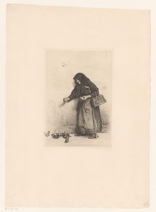 女性は鳥に餌をやる 作： Carl Bloch