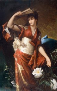 和服を着た女性の肖像 作： Carl Buchner