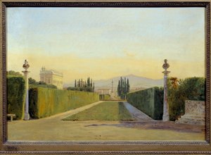 ヴィラ・アルバーニの庭園。カール・クリスチャン・コンスタンティン・ハンセン（1804-1880）の絵 Ec.Dan. 作： Carl Christian Constantin Hansen