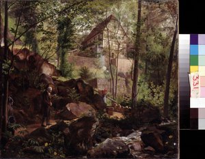 プリンス マックスの散歩 (プリンス マックス アウト ウォーキング)。 Carl Christian Vogel von Volgelstein (1788-1868) による絵画。 キャンバスに油彩、33.7 x 37.5 cm