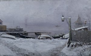 Drøbak の近くの 12 月の日 作： Carl Edvard Diriks