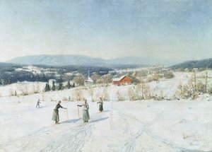 スキーヤーのいる風景 作： Carl Edvard Diriks