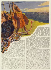Aesir-Vanir戦争を開始するために槍を投げるオーディン（カラーリソ） 作： Carl Emil Doepler