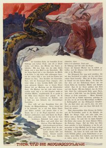 ラグナロクの戦いでミッドガルドの蛇と戦うトール（カラーリソ） 作： Carl Emil Doepler