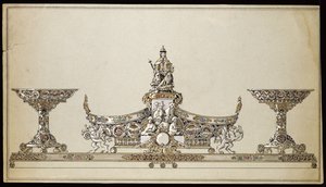 銀の楕円形のバスケットの描画、カールファベルジェの家 作： Carl Fabergé