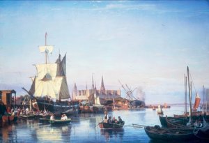 クロンボー城のあるヘルシンゲル港 作： Carl Frederik Sorensen