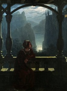 1817年の月夜の騎士の城。 作： Carl Friedrich Hampe