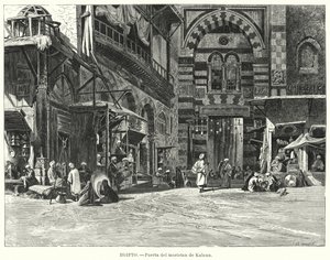 エジプト、カイロ、カラウーン遺跡への入り口（リトグラフ 作： Carl Friedrich Heinrich (after) Werner