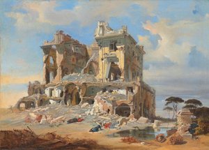 1849年のローマの包囲中のカジノデイクアトロヴェンティの戦い 作： Carl Friedrich Heinrich Werner