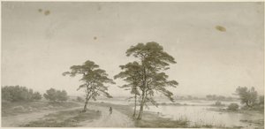 旅人のいる平坦な風景 作： カール・フリードリヒ・レッシング