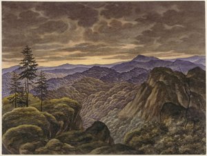 日没の山岳風景 作： カール・フリードリヒ・レッシング
