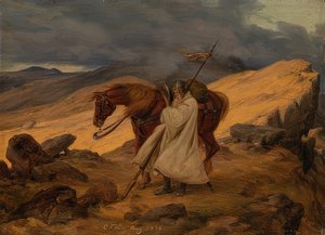 山でガードの十字軍。 1836 作： Carl Friedrich Lessing