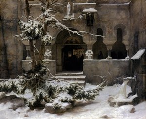 雪の修道院の庭 作： Carl Friedrich Lessing