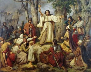 Hussite Sermon、1836。 作： Carl Friedrich Lessing