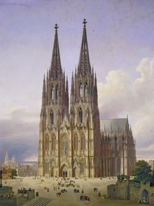 ケルン大聖堂の理想的な眺め、1834～1836 年 作： Carl Georg Adolph Hasenpflug