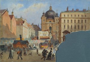 グラーベンから見たウィーンのピーター教会 作： Carl Goebel d. J.