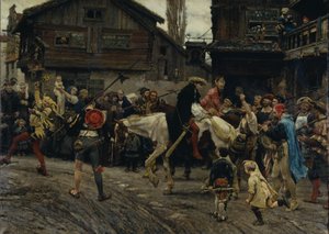 1526年、1879年にペダー・サンナンベーダーとマスター・クヌートのストックホルムへの無名の参入 作： Carl Gustaf Hellqvist