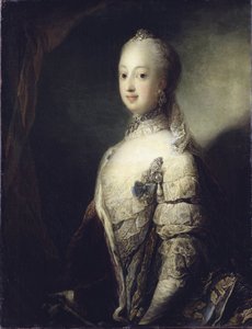 Sophie Madeleine de Danemark, reine de Suede et de Finlande - ピロ、カール・グスタフ（1711-1793）による、スウェーデンの女王、デンマークのソフィア・マグダレーナ（1746-1813）の肖像。油彩・キャンバス
