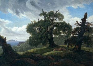海沿いのオークの木。 1835