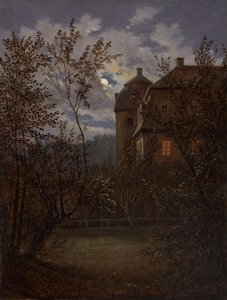 ムーンライトのシュロス ミルケル、カリフォルニア州。 1833-35。 作： Carl Gustav Carus
