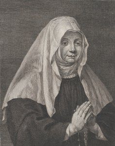 祈る修道女の肖像、カリフォルニア州。 1771年。 作： Carl Guttenberg