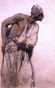 アラブの農民」（紙に鉛筆、水彩ウォッシュ） 作： Carl Haag