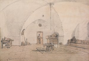 1859年のティベリアスのインテリア（鉛筆と紙で洗う） 作： Carl Haag