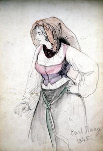 イタリアンコスチュームを着た女性の習作 作： Carl Haag