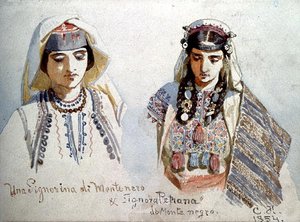 ウナ・シニョリーナ・ディ・モンテ・ネグロ」と「シニョーラ・ペトラーナ・ディ・モンテ・ネグロ」。 作： Carl Haag