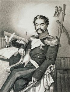 Denis Davydov 1784-1839、兵士、詩人の肖像画、19 世紀初頭。 作： Carl Hampeln von