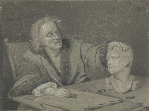 石膏頭をスケッチする製図工 作： Carl Heinrich Mylius