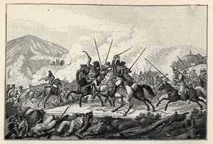 1813 年 8 月 30 日のクルムの戦いでのヴァンダム将軍の捕獲。 作： Carl Heinrich Rahl