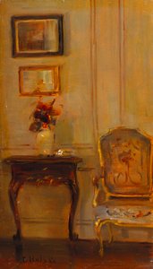 応接室のインテリア（パネルに油彩） 作： Carl Holsoe