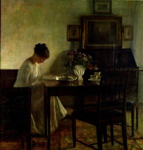 インテリアで読んでいる女の子 作： Carl Holsoe