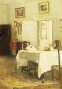 ダイニングルーム（キャンバスに油彩） 作： Carl Holsoe