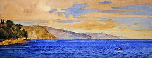 サンタ・マルゲリータとエーゲリの海（水彩・紙）