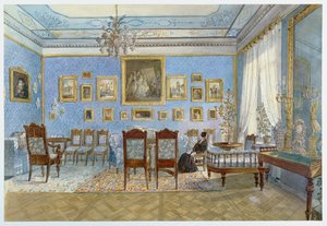 サンクトペテルブルクのハンスマダム（1801-82年）のサロン（紙にトイレ）