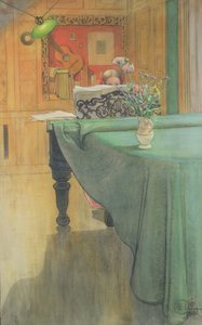 ピアノでのブリタ、1908 作： Carl Larsson