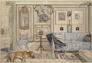 居心地の良いコーナー、「A Home」シリーズ、1895年頃（紙に水彩） 作： Carl Larsson