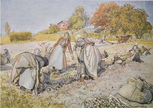 じゃがいもを掘る 作： Carl Larsson